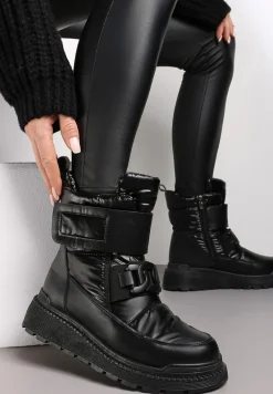 Czarne Śniegowce Sportowe na Platformie Coila