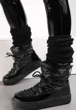 Czarne Śniegowce z Elastycznym Sznurowaniem Reku