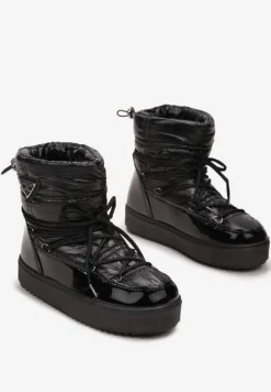 Czarne Śniegowce z Elastycznym Sznurowaniem Reku