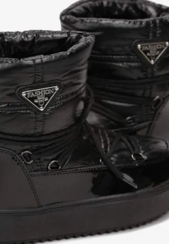 Czarne Śniegowce z Elastycznym Sznurowaniem Reku