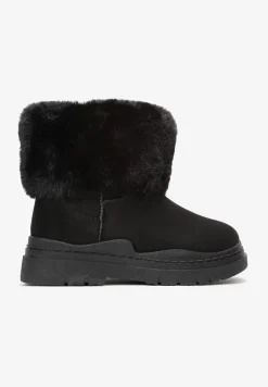 Czarne Śniegowce z Wywiniętym Futerkiem Nonva