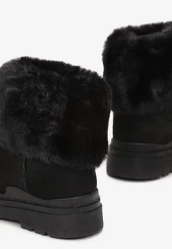 Czarne Śniegowce z Wywiniętym Futerkiem Nonva