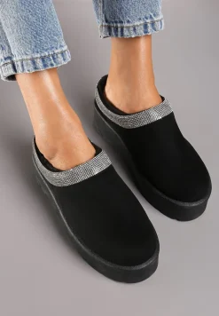 Czarne Ocieplane Śniegowce z Cyrkoniami na Platformie Irivianae