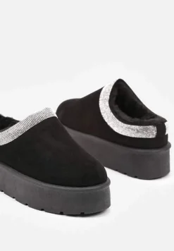 Czarne Ocieplane Śniegowce z Cyrkoniami na Platformie Irivianae