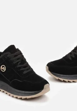 Czarne Ocieplane Sneakersy na Platformie Appopis