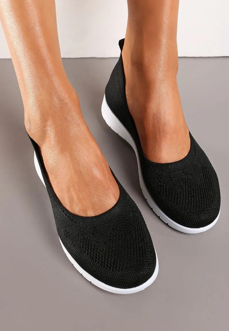 Czarne Płaskie Tenisówki Zdobione Cyrkoniami Lomadia