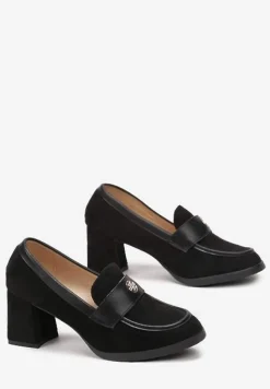 Czarne Półbuty na Grubym Słupku z Paskiem z Klamerką Elire