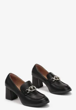 Czarne Półbuty na Słupku z Klamerką w Cyrkonie Isoldena