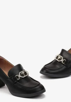 Czarne Półbuty na Słupku z Klamerką w Cyrkonie Isoldena