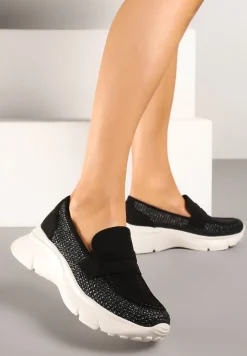 Czarne Półbuty na Tłoczonej Platformie Eraviella