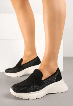 Czarne Półbuty na Tłoczonej Platformie Eraviella