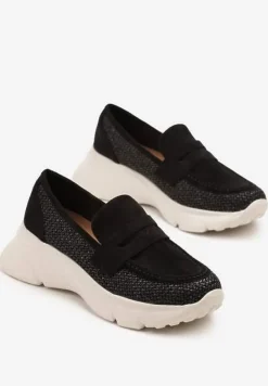 Czarne Półbuty na Tłoczonej Platformie Eraviella