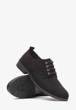 Czarne Półbuty Oksfordki Sznurowane na Rzemyki Zatella