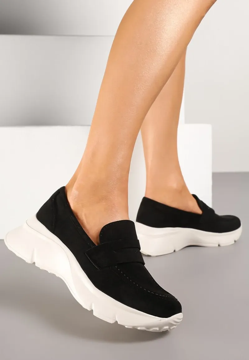 Czarne Półbuty w Stylu Mokasynów na Platformie Viandis