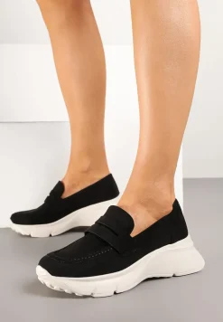 Czarne Półbuty w Stylu Mokasynów na Platformie Viandis