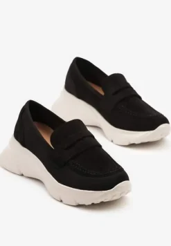 Czarne Półbuty w Stylu Mokasynów na Platformie Viandis