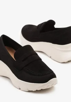 Czarne Półbuty w Stylu Mokasynów na Platformie Viandis