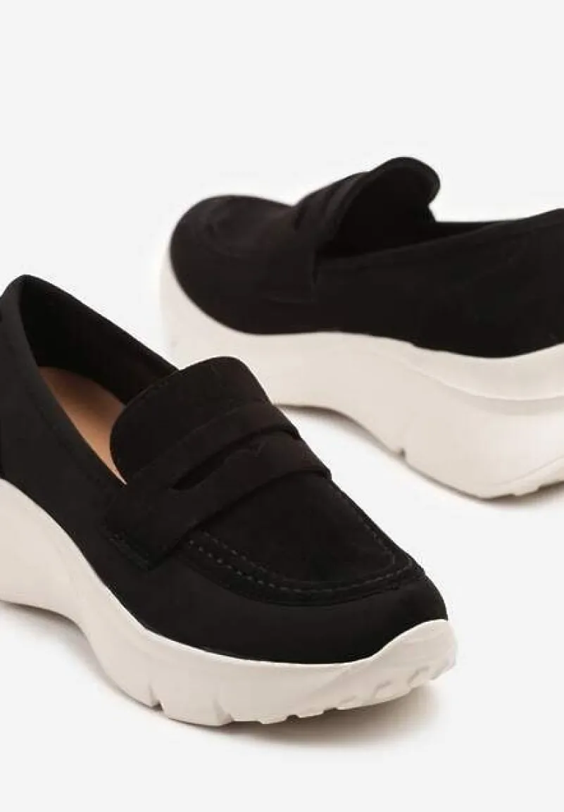 Czarne Półbuty w Stylu Mokasynów na Platformie Viandis