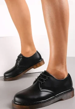 Czarne Półbuty z Cholewką przed Kostkę i Sznurowaniem Vaddon