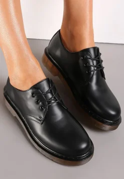 Czarne Półbuty z Cholewką przed Kostkę i Sznurowaniem Vaddon