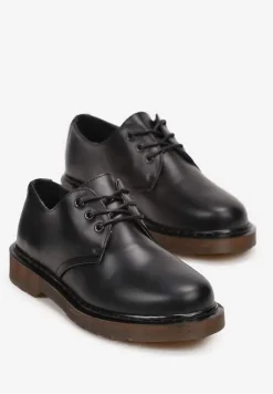 Czarne Półbuty z Cholewką przed Kostkę i Sznurowaniem Vaddon