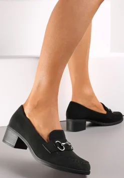 Czarne Półbuty z Klamerką na Słupku Seieve
