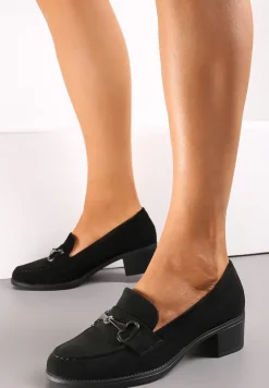 Czarne Półbuty z Klamerką na Słupku Seieve