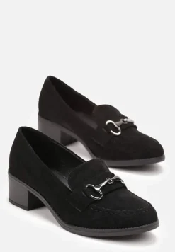 Czarne Półbuty z Klamerką na Słupku Seieve