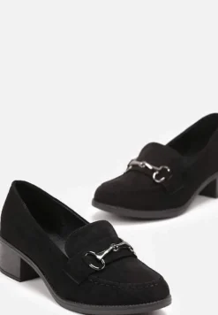 Czarne Półbuty z Klamerką na Słupku Seieve