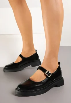 Czarne Półbuty z Klamrą i Paskiem Rivaira