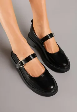 Czarne Półbuty z Klamrą i Paskiem Rivaira