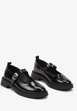 Czarne Półbuty z Klamrą i Paskiem Rivaira