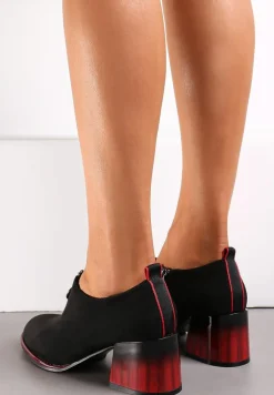 Czarne Półbuty z Ozdobnym Suwakiem i Słupkiem z Imitacji Drewna ze Skórzaną Wkładką Arifia