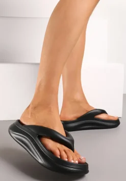 Czarne Piankowe Klapki Japonki w Streetwearowym Stylu Panoli