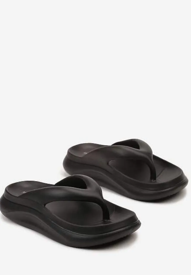 Czarne Piankowe Klapki Japonki w Streetwearowym Stylu Panoli