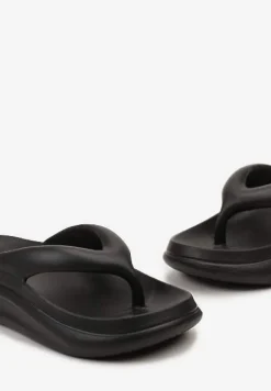 Czarne Piankowe Klapki Japonki w Streetwearowym Stylu Panoli