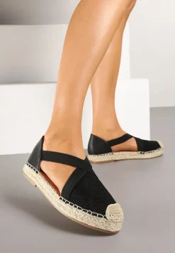 Czarne Plecione Espadryle z Ozdobnymi Paskami Morithia