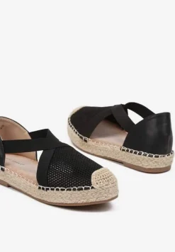 Czarne Plecione Espadryle z Ozdobnymi Paskami Morithia