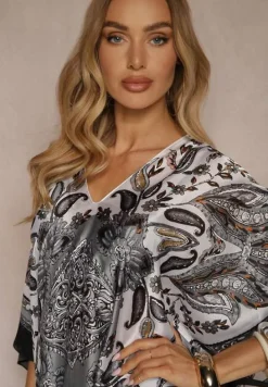 Czarne Ponczo Narzutka z Wiskozy i Jedwabiu w Stylu Boho Acera