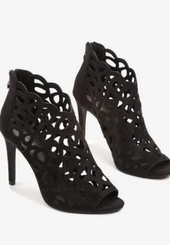 Czarne Sandały Botki Vices na Szpilce z Ażurową Cholewką Natilora
