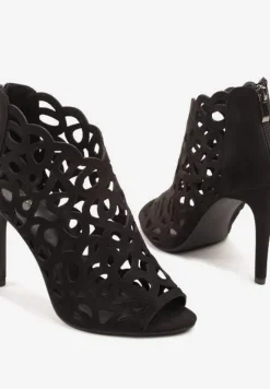 Czarne Sandały Botki Vices na Szpilce z Ażurową Cholewką Natilora