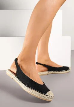 Czarne Sandały Espadryle Slingback Ozdobione Plecionką Addiena