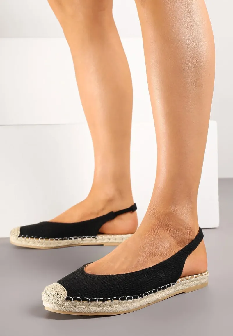 Czarne Sandały Espadryle Slingback Ozdobione Plecionką Addiena