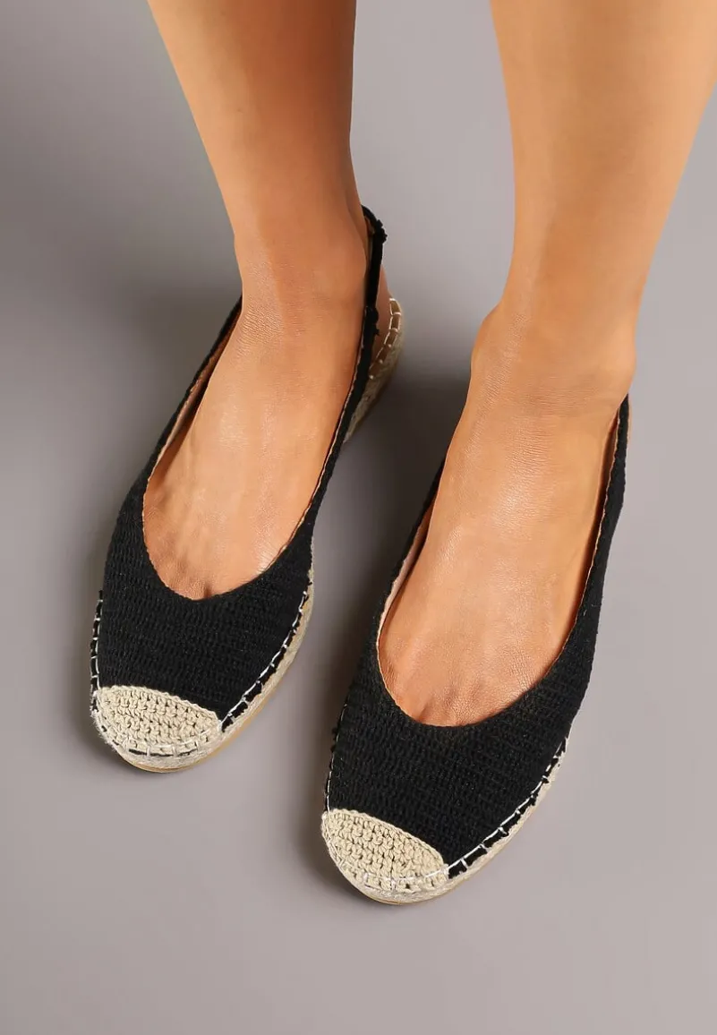 Czarne Sandały Espadryle Slingback Ozdobione Plecionką Addiena