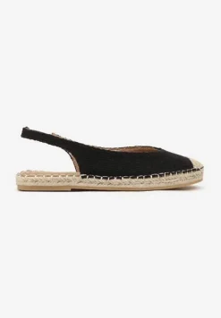 Czarne Sandały Espadryle Slingback Ozdobione Plecionką Addiena