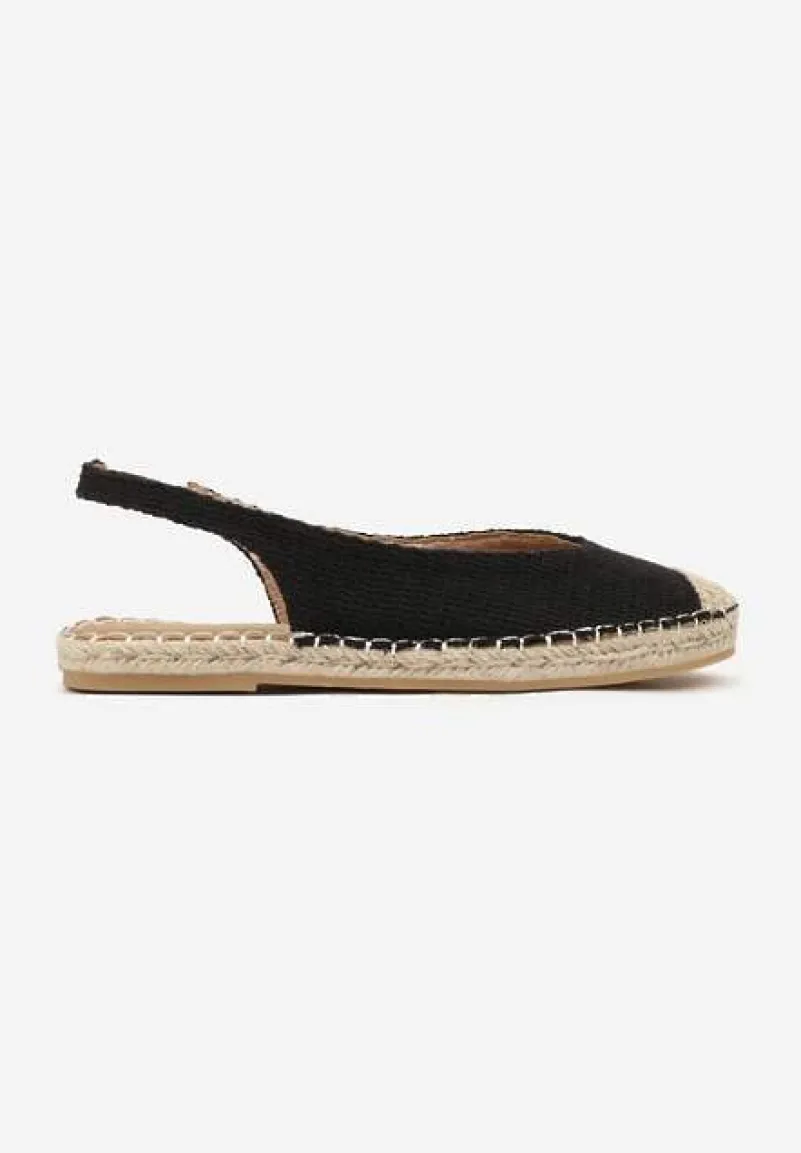 Czarne Sandały Espadryle Slingback Ozdobione Plecionką Addiena