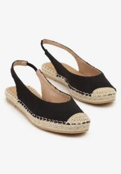 Czarne Sandały Espadryle Slingback Ozdobione Plecionką Addiena