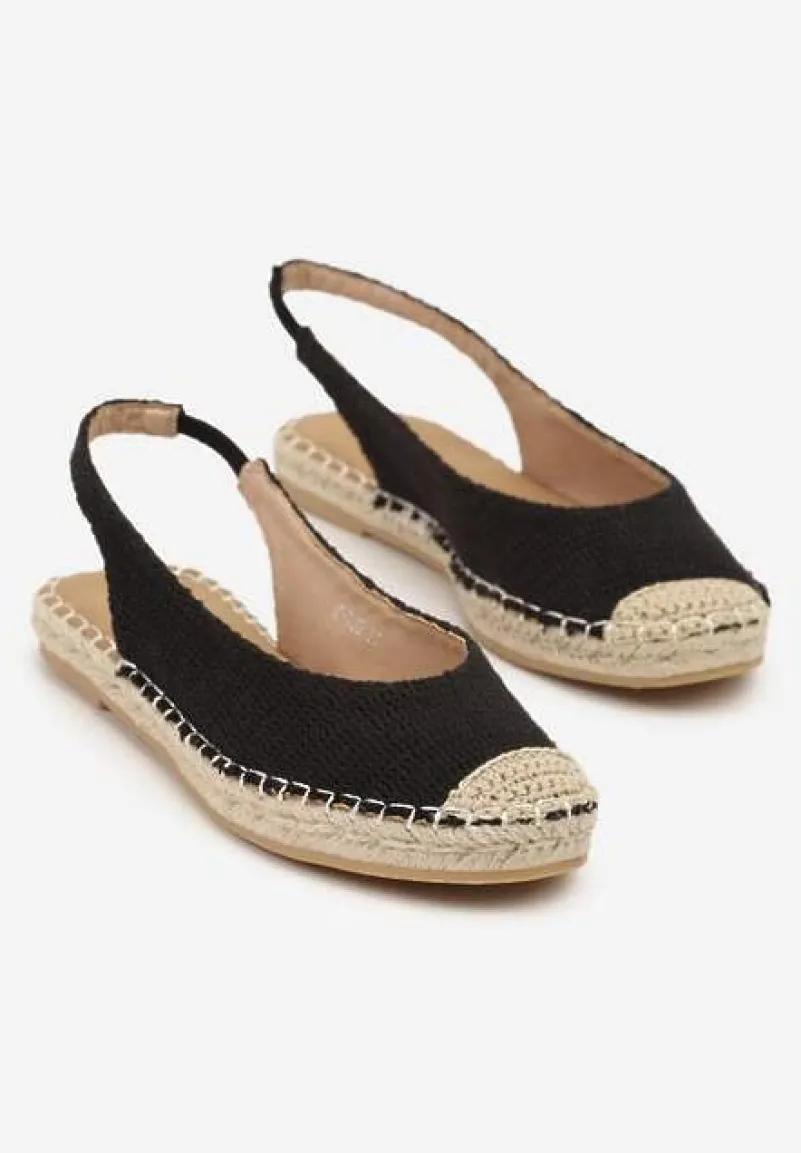 Czarne Sandały Espadryle Slingback Ozdobione Plecionką Addiena