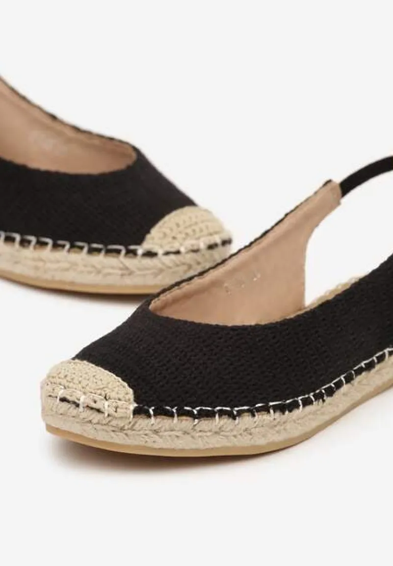 Czarne Sandały Espadryle Slingback Ozdobione Plecionką Addiena