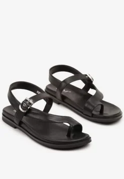 Czarne Sandały Japonki z Paskiem z Klamerką Reavessa